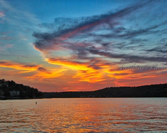 Lake of the Ozarks Sunset Photo, Midwest Nature Art, Lake Decor