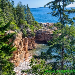 Bar Harbor Maine, rocky coast, Fine art print photo, nature landscape photography, Northeast, mountain, New England, Acadia National Park