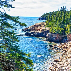 Rugged coast, Bar Harbor Maine, Fine art print, nature landscape photography, Northeast, canvas, New England, Acadia National Park, mountain