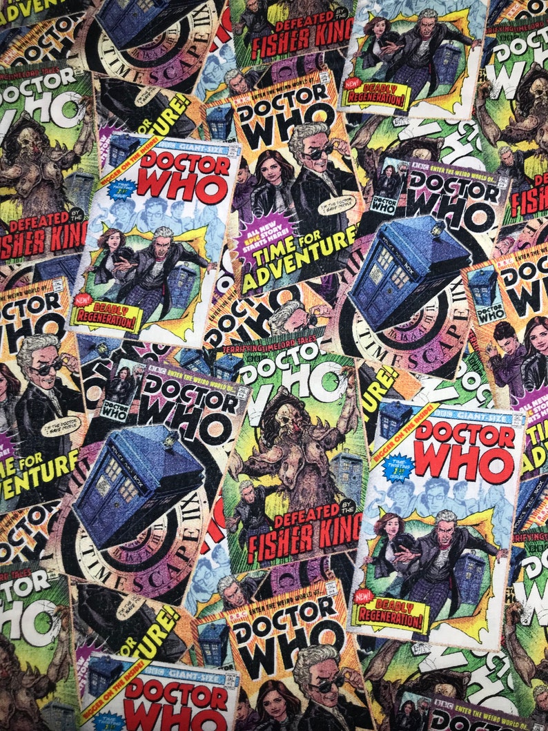 Doctor Who Comic Book Toss 100/% Cotton Quilting Fabric Priced by the Yard