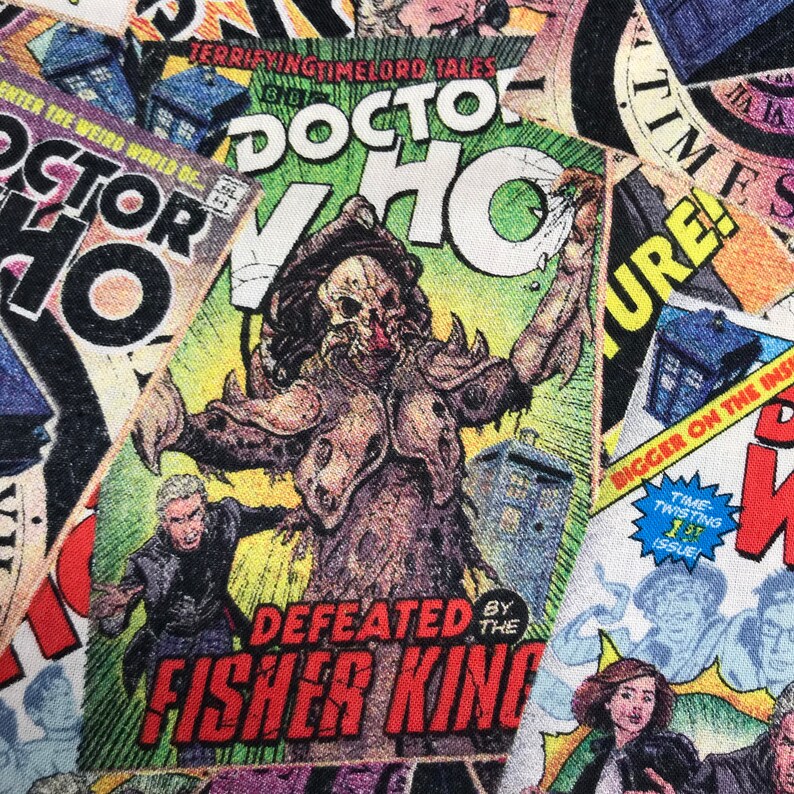 Doctor Who Comic Book Toss 100/% Cotton Quilting Fabric Priced by the Yard