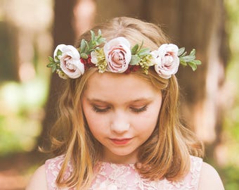 Boho Wedding Flower Crown , Floral Halo, Bridal Flower Hair Accessory