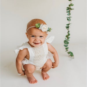 Ivory Flower Headband, Baby Headband, Flower Crown image 1