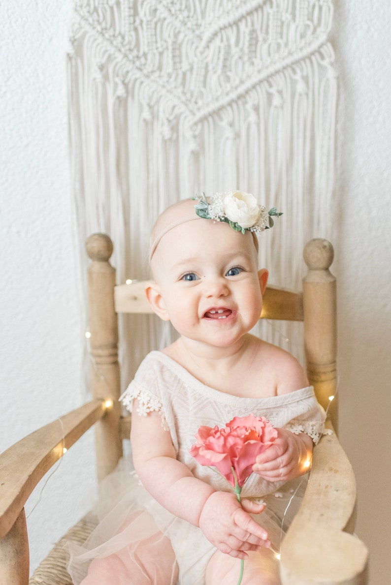 Ivory Flower Headband, Baby Headband, Flower Crown image 6