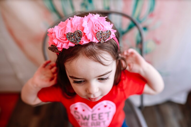 Hot Pink Heart Headband Pink Valentines Headband Heart Etsy