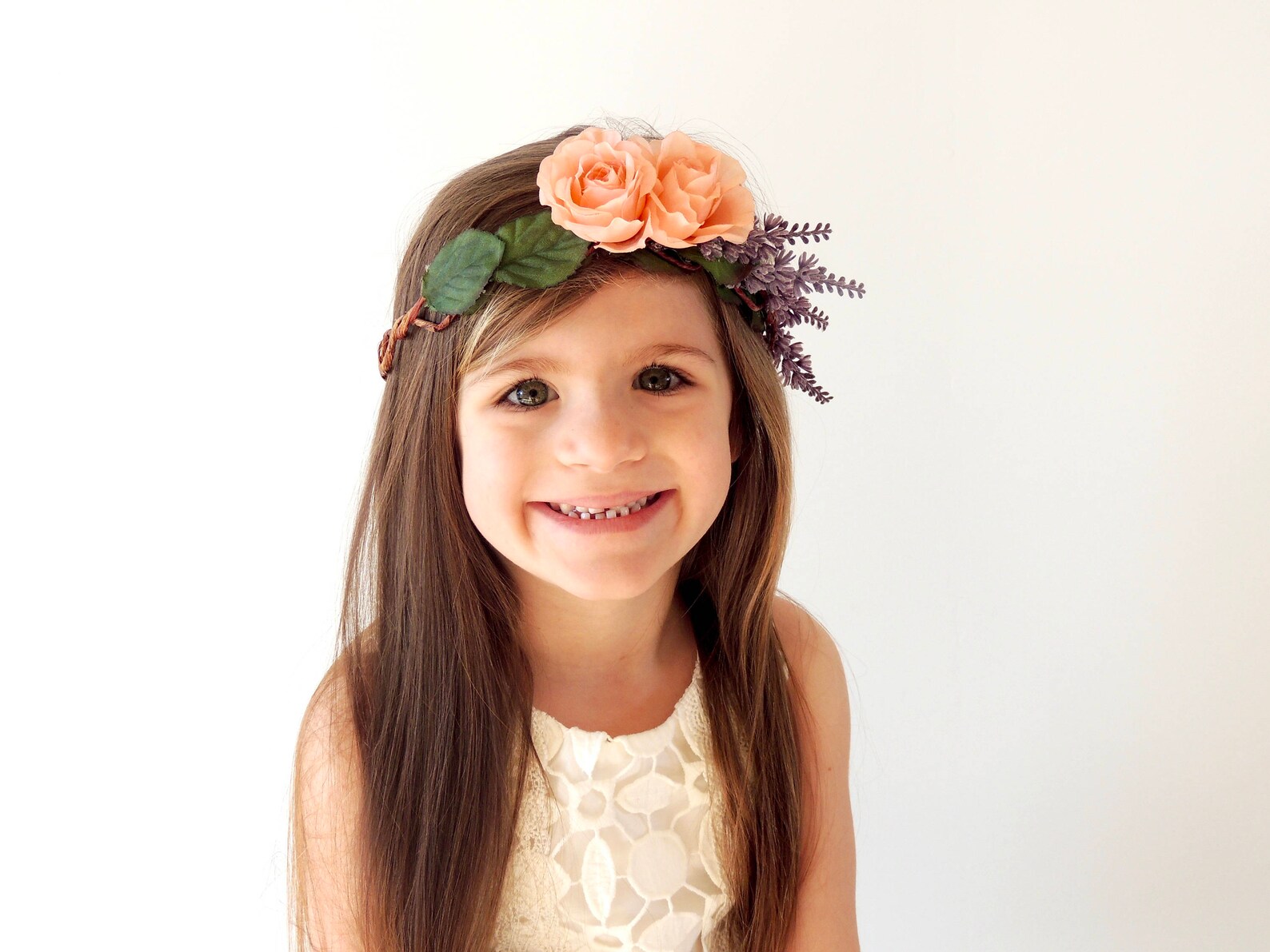 Lavender Rose Flower Crown Peach Flower Crown Flower Girl Etsy