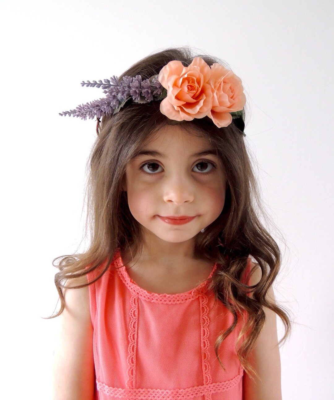 Lavender Rose Flower Crown Peach Flower Crown Flower Girl Etsy