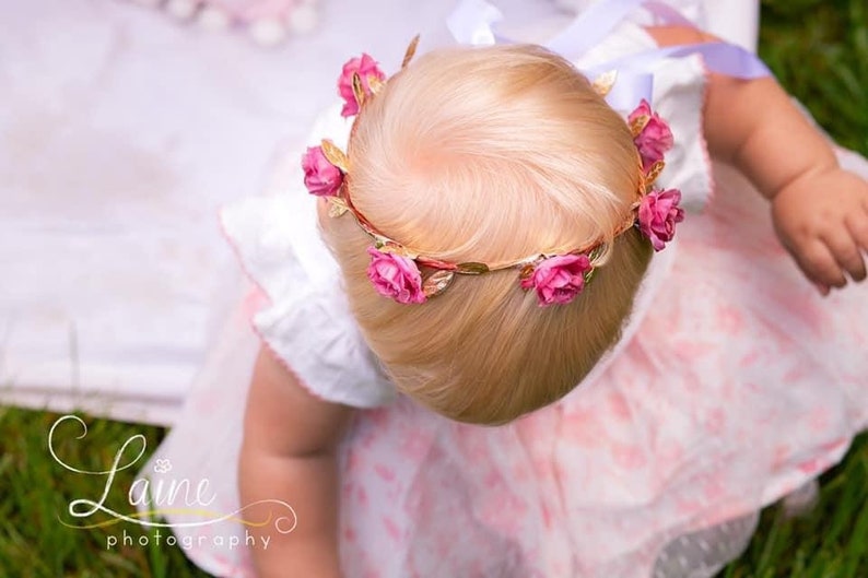Pink and Gold Rose Flower Crown Etsy