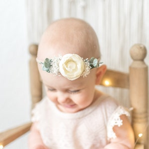 Ivory Flower Headband, Baby Headband, Flower Crown image 7