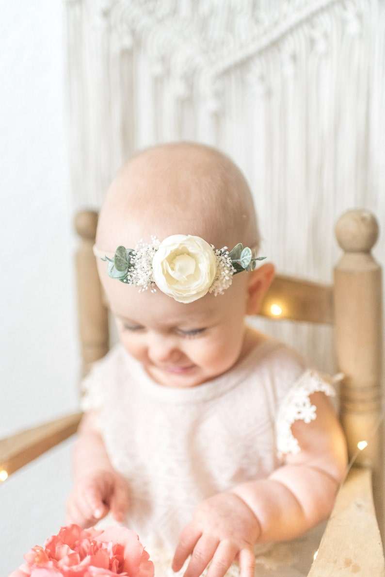 Ivory Flower Headband, Baby Headband, Flower Crown image 7