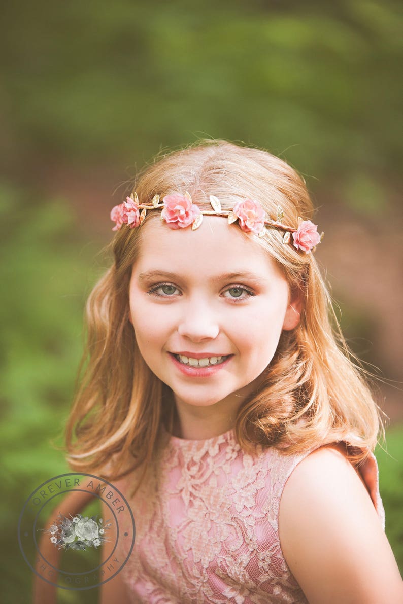 Pink and Gold Rose Flower Crown Etsy
