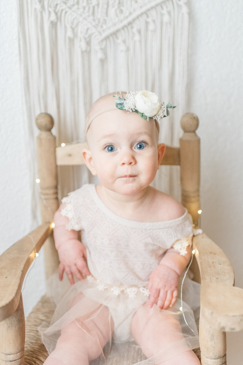 Ivory Flower Headband, Baby Headband, Flower Crown image 4