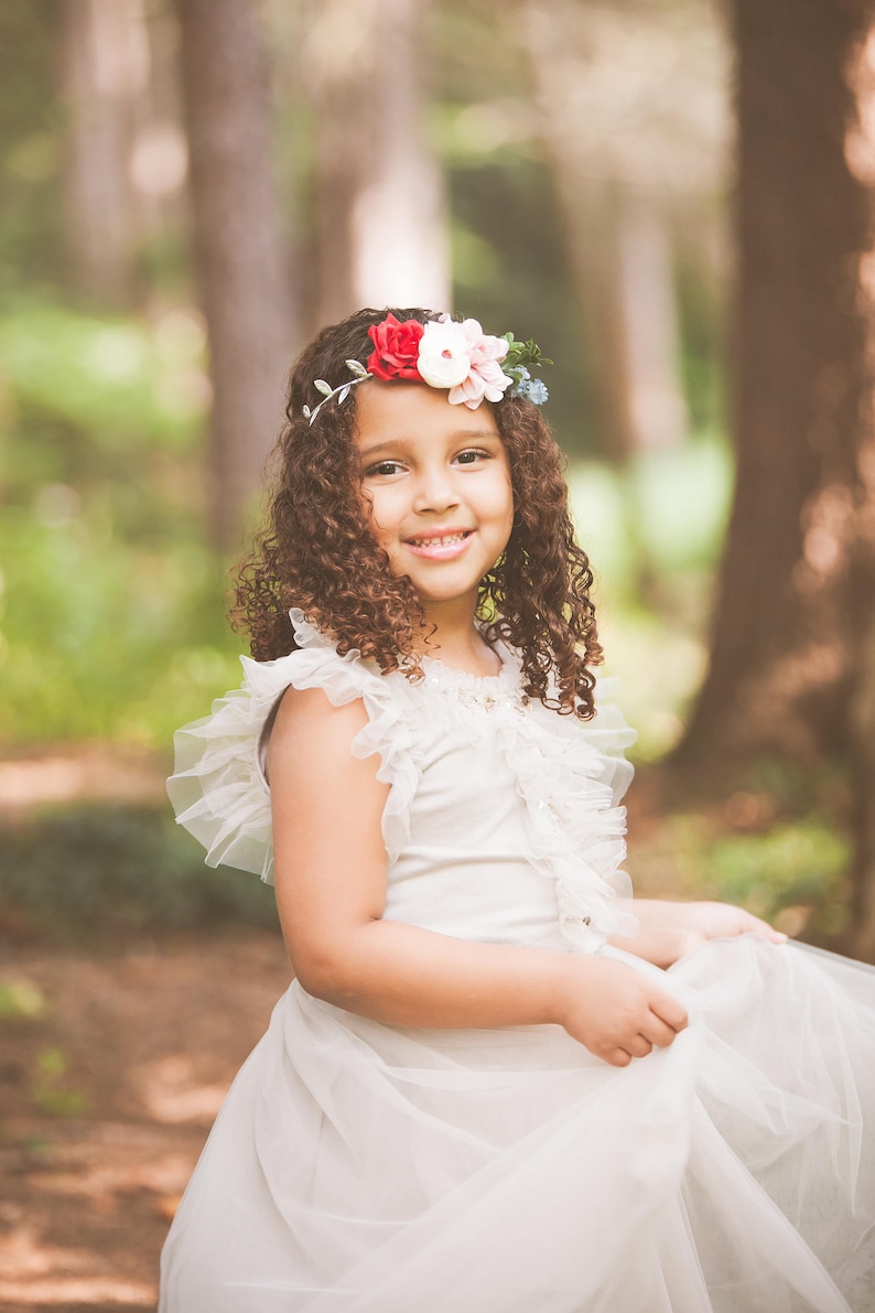 Red and Pink Flower Crown Headband - Etsy