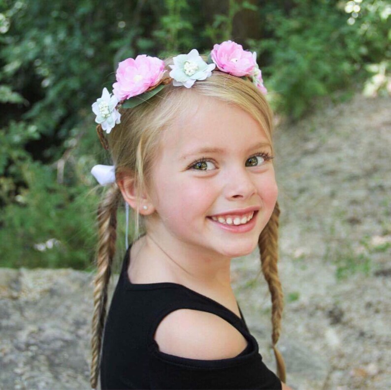 Pink Flower Crown Flower Girl Hair Pink Floral Crown Flower Etsy