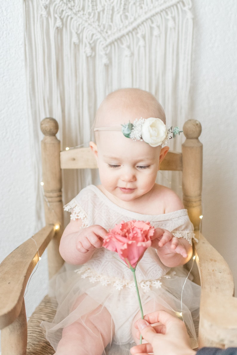 Ivory Flower Headband, Baby Headband, Flower Crown image 5