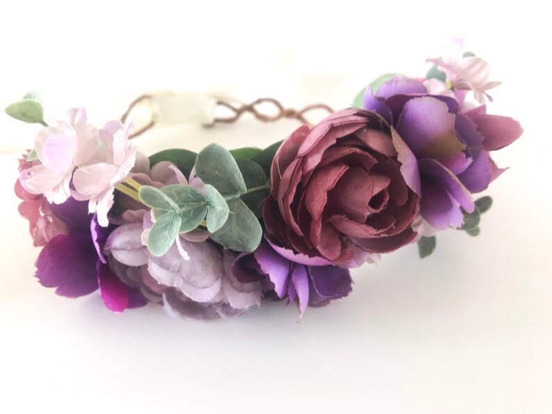 Purple Flower Crown Wedding Floral Crown Etsy