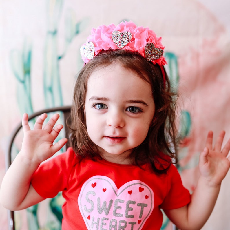 Hot Pink Heart Headband Pink Valentines Headband Heart Etsy