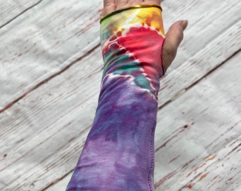 Tie dye wrist warmers, arm warmers, fingerless gloves