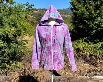 Hand Dyed Jersey Knit Zip Up Hoodie, Women's Medium
