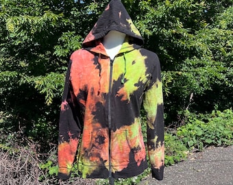 Reverse Tie Dye Zip Up Hoody, Lightweight Jersey, Women's Medium