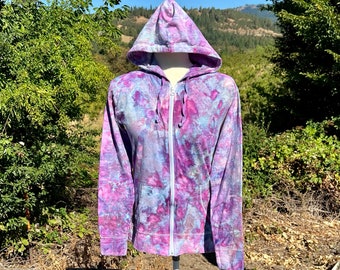 Tie Dye Zip Up Hoodie, Women’s Size Small, Lightweight Jersey Knit