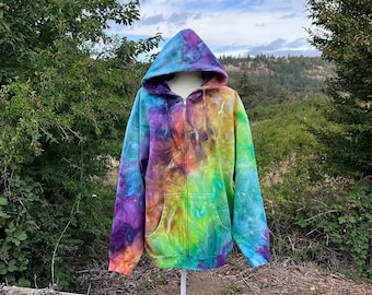 Tie Dye Zip Up Hoody: Plus Size 2X Hand Dyed Sweatshirt