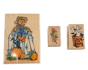 Hero Arts Unisex Rubber Stamps Fall Halloween Scarecrow Ghost OS Wood Craft