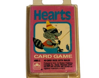 Golden Unisex Hearts Card Game 45 Card Deck OS Pink Vintage USA Made