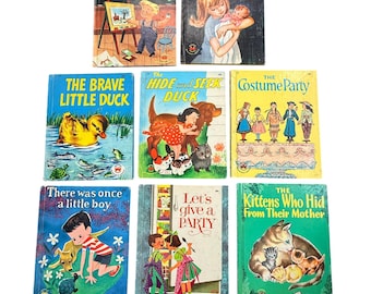 Vintage Wonder Books Lot of 9 Children's Books 1950s Dolls Ducks Peter School