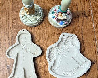 Brown Bag Unisex Cookie Art Stamps Molds Gingerbread Rocking Horse Tan Ceramic