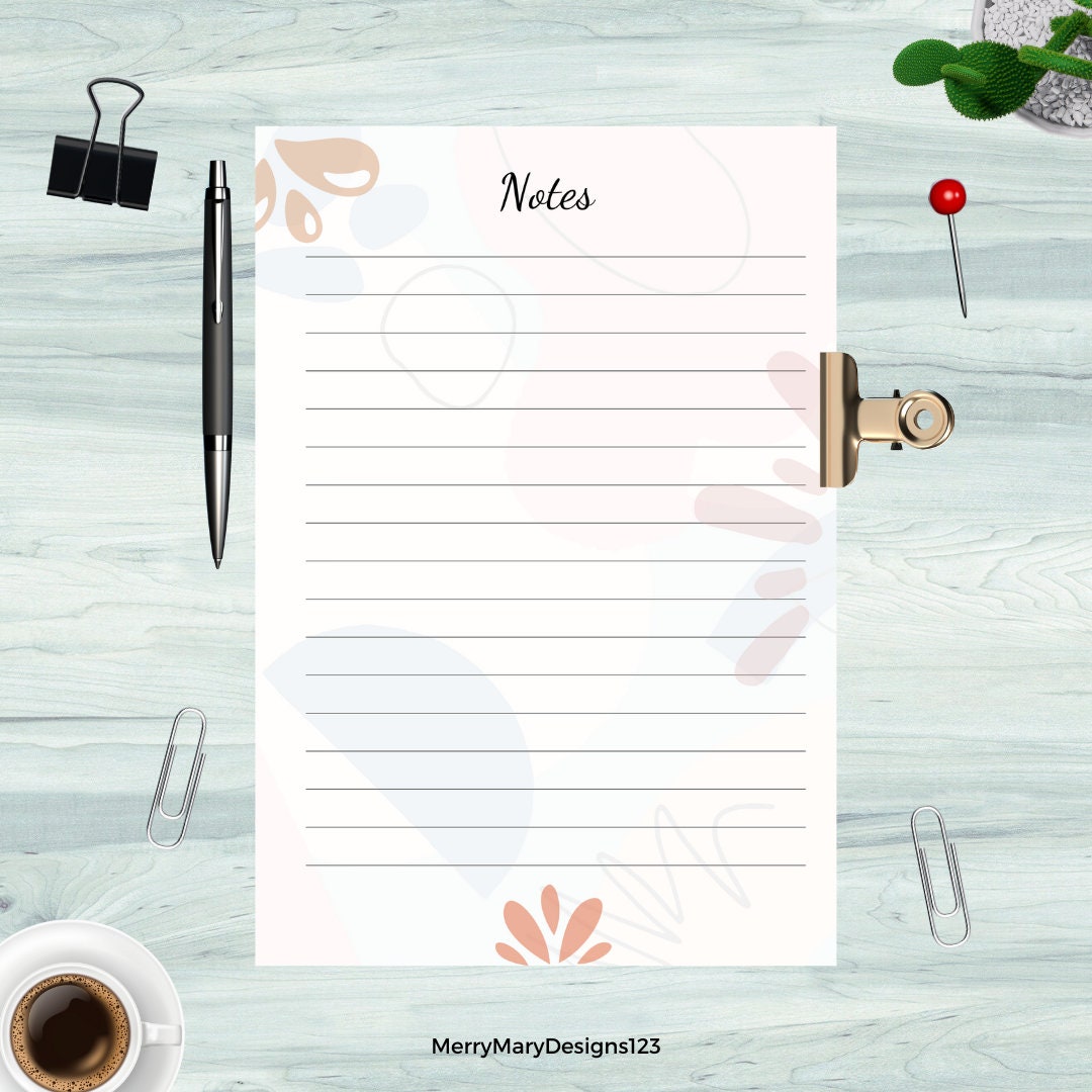 Printed Notes Examples Printed Notes Pages - 10 Sheets! - Etsy