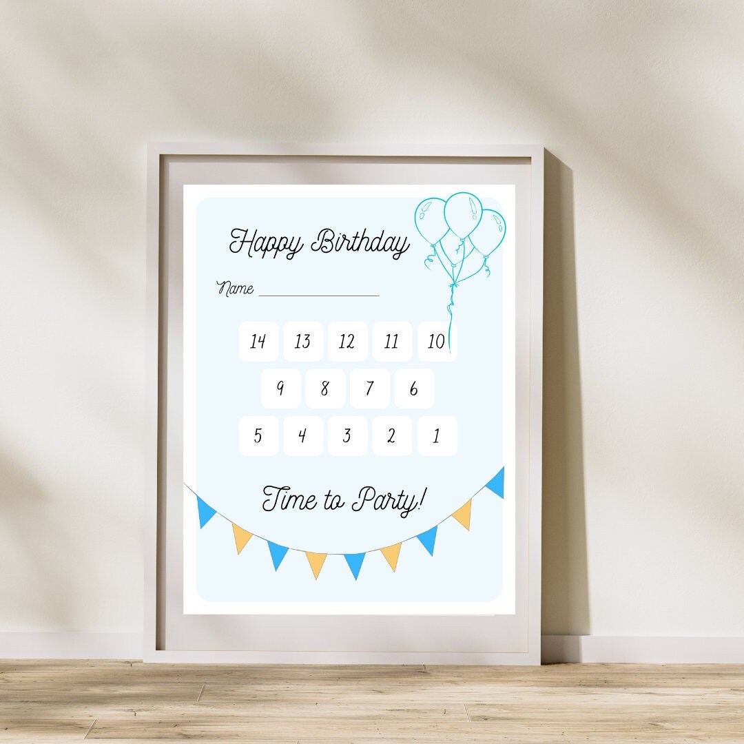 Printed Birthday Countdown Sheet - Etsy