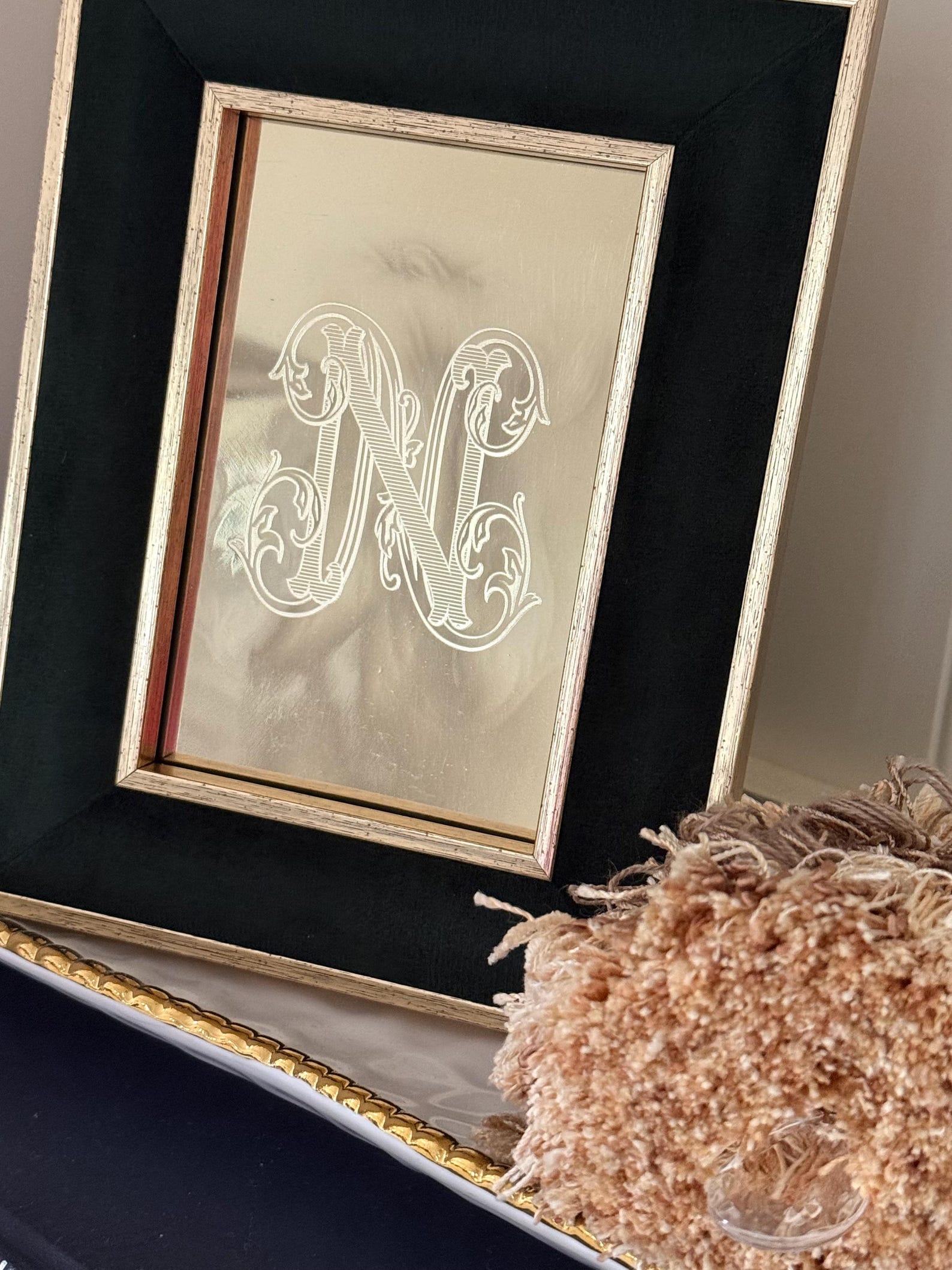 Engraved Custom Monogrammed Gold Brass Plate Frame Insert for Brides or ...
