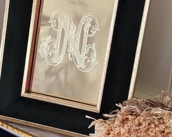 Engraved Custom Monogrammed Brass Plate Wedding Gift for Brides or Housewarming