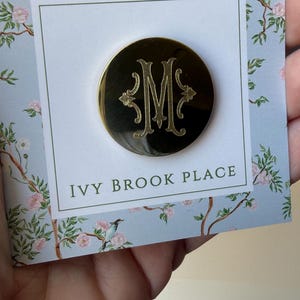 Personalized Needle Minder with Romanesque Font Monogram For Sewing or Embroidery Gift Gold Brass