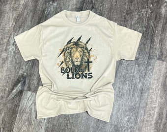 Bold As Lions T-shirt - Christian T-shirt - Jesus Tee - Womens Graphic T-shirt - Lionlike Faith - Church Camp Tee - Faith Tee