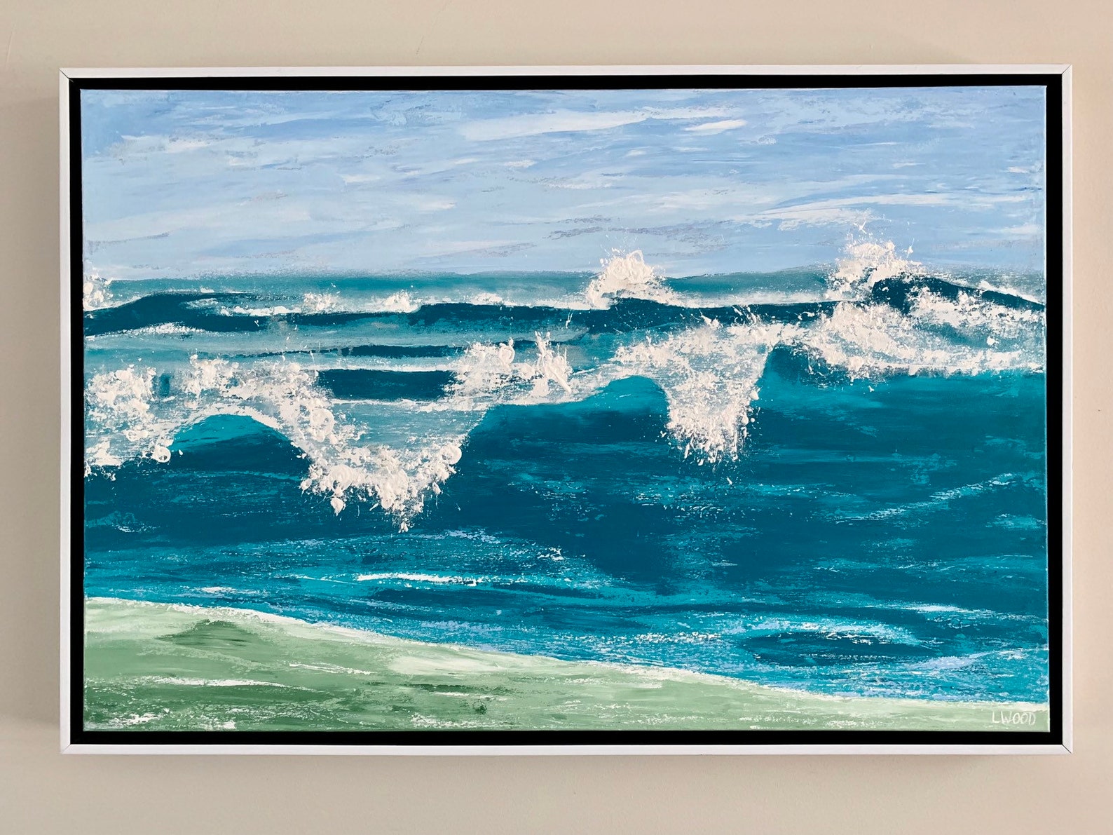 Large Rectangle Ocean Seascape Waves Painting Acrylic Original Etsy