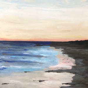 Sunset Crystal Cove Painting Seascape Art Acrylic Original // "Sunset at Crystal Cove" 36 x 36" on Canvas