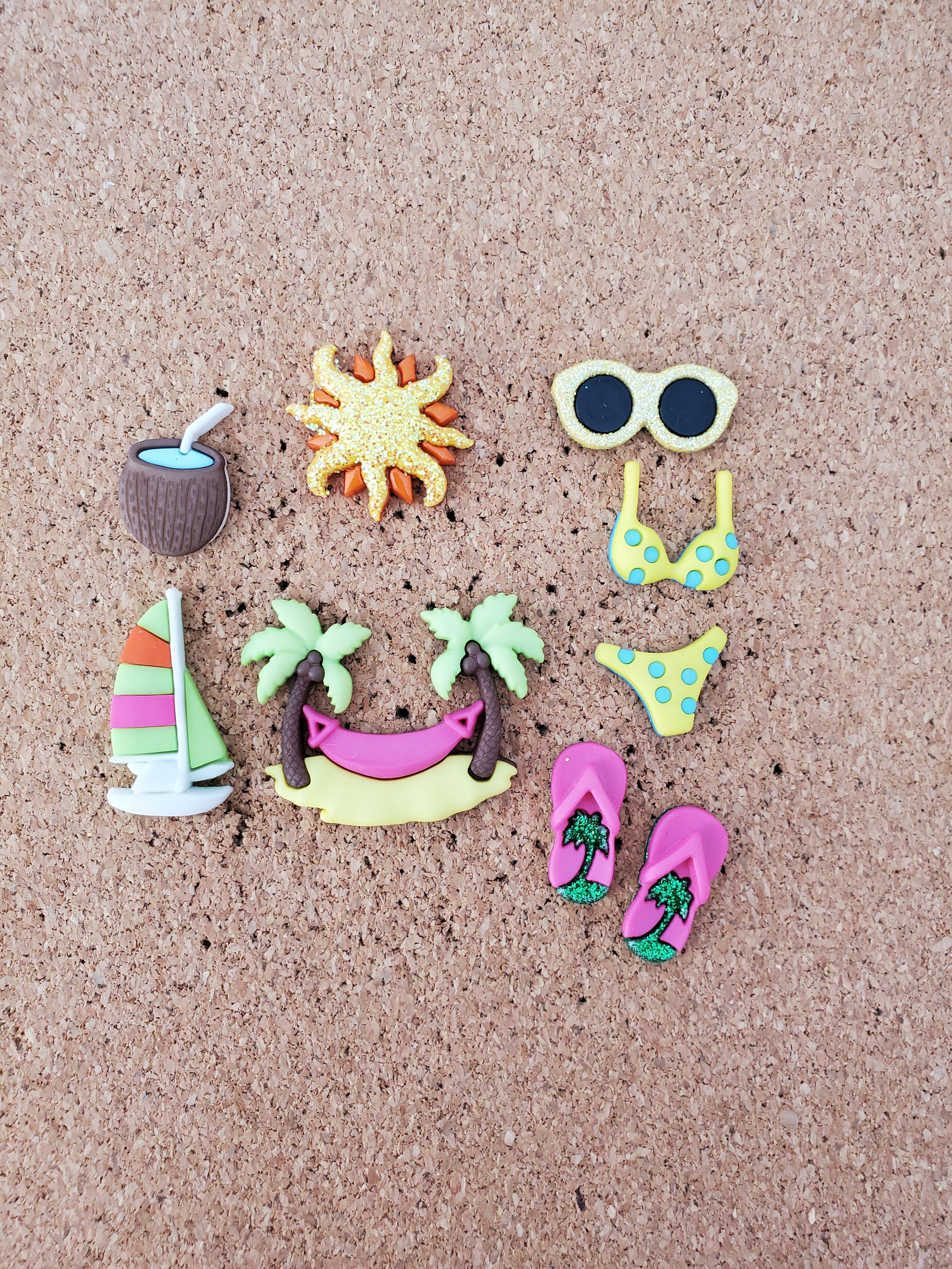 Tropical Beach Push Pins Summer Fun Pins Cork Board Pins Etsy