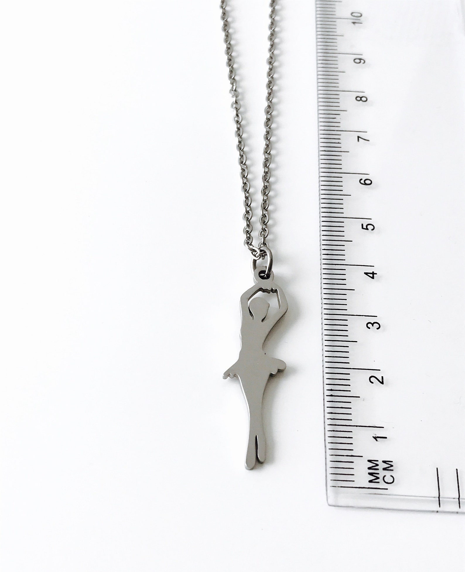 ballerina necklace stainless steel chain ballet slippers shoes dancer, working woman studio (wws12070)