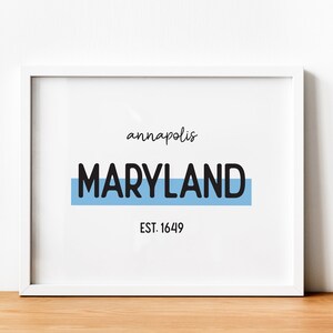 Annapolis, Maryland | Printable Typographic Decor Print | Historic Maryland Art | Digital Wall Art
