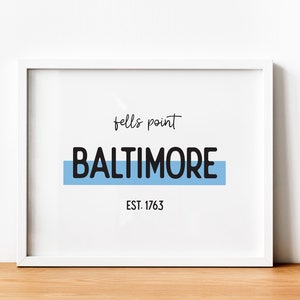 Fells Point, Baltimore Neighborhood | Printable Typographic Decor Print | Maryland Art | Digital Wall Art