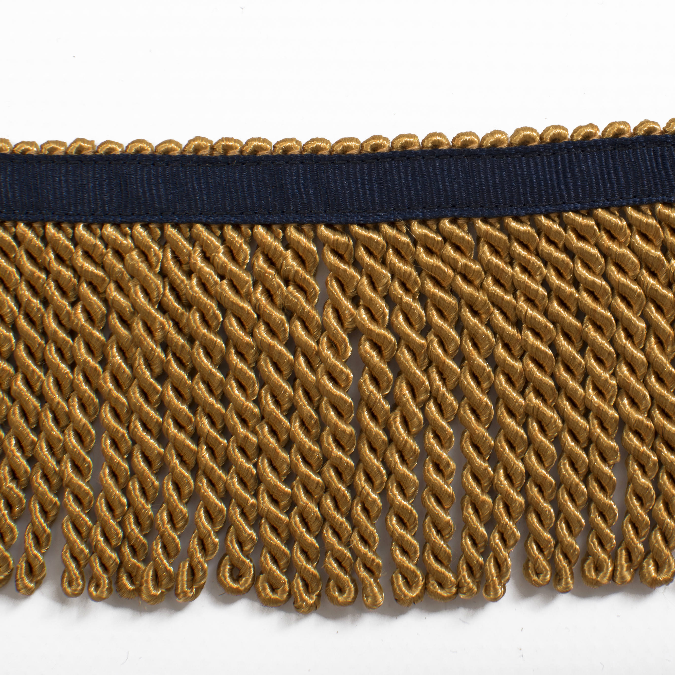 Gold Fringe with Navy Ribbon