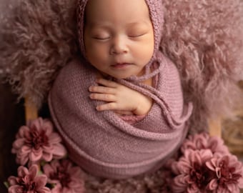Conjunto wrap/bonnet extra longo e delicado
