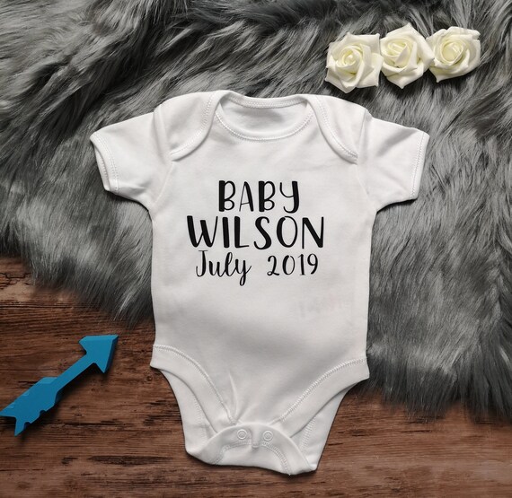 personalised baby announcement onesie