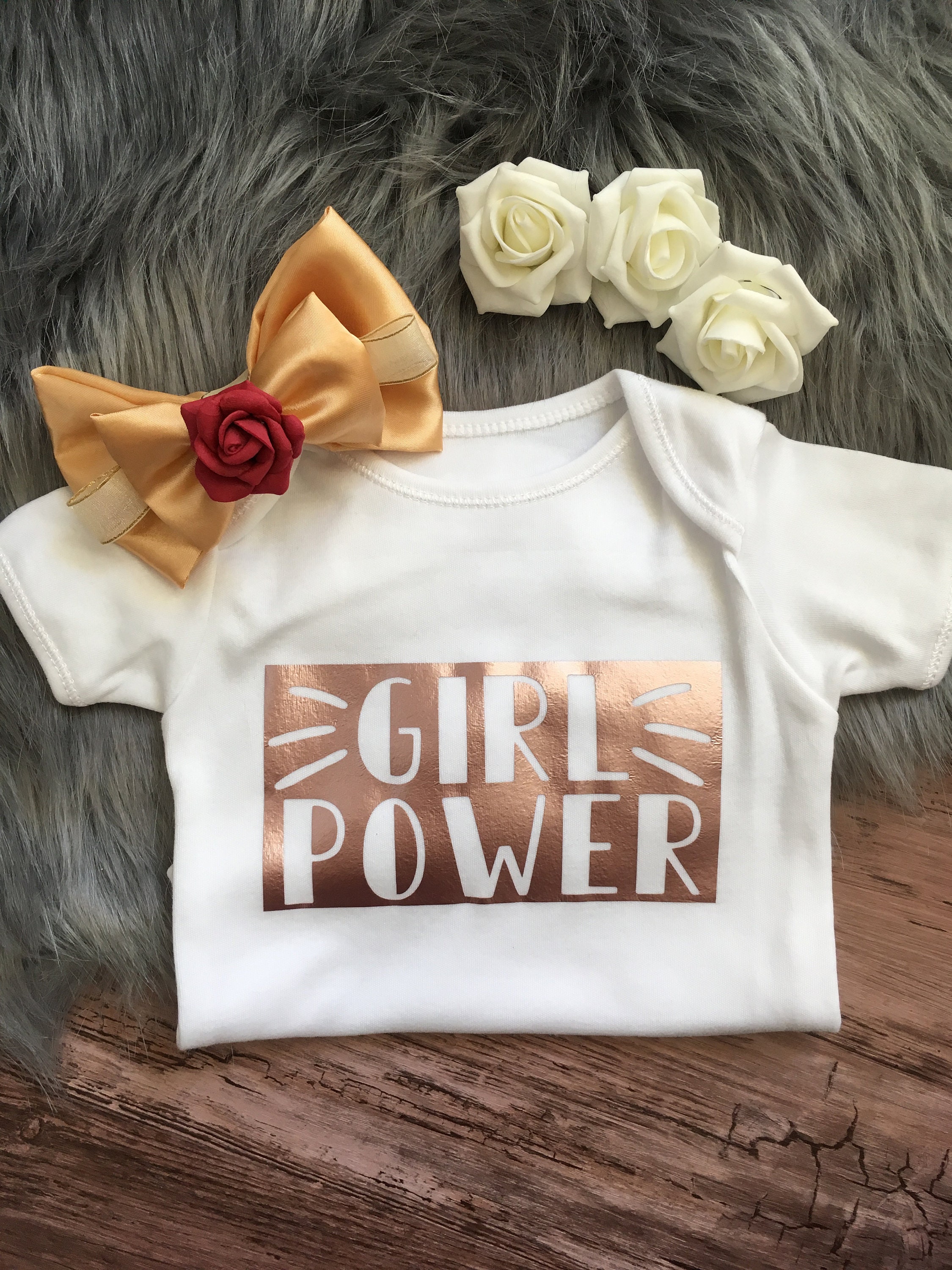 Girl Power Baby Grow / Feminist Baby / Rose Gold Baby / GRL Etsy UK