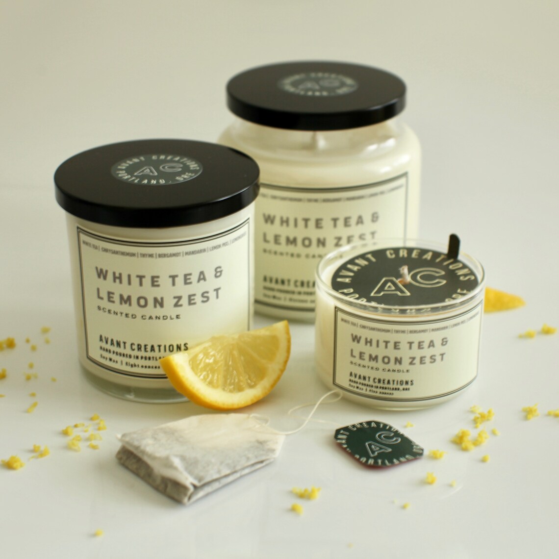 White Tea Lemon Zest Soy Wax Scented Candles 5oz 8oz & 16oz Etsy