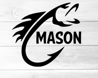 Personalized Fish Decal, Fish Hook Decal, Fisherman, Tackle Box Decal, Fishing, Cooler Decal, Personalized Decal, Decal For Him