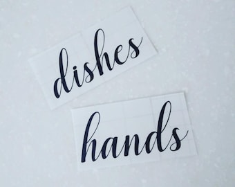 Soap Bottle Decal, Hands and Dishes Decal, Soap Dispenser Decal, Kitchen Decals, Dish Soap Label, Farmhouse Decor, DECAL ONLY