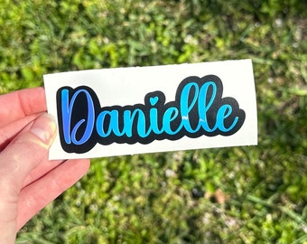 Holographic Name Decal, Custom Layered Name Decal, Layered Personalized Name Decal, Holographic Vinyl, Name Sticker, Cup Decal, Iridescent